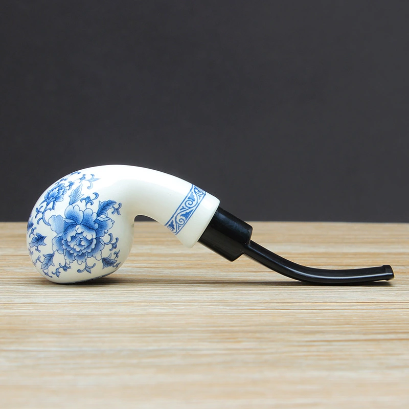 Blue and white porcelain pipe
