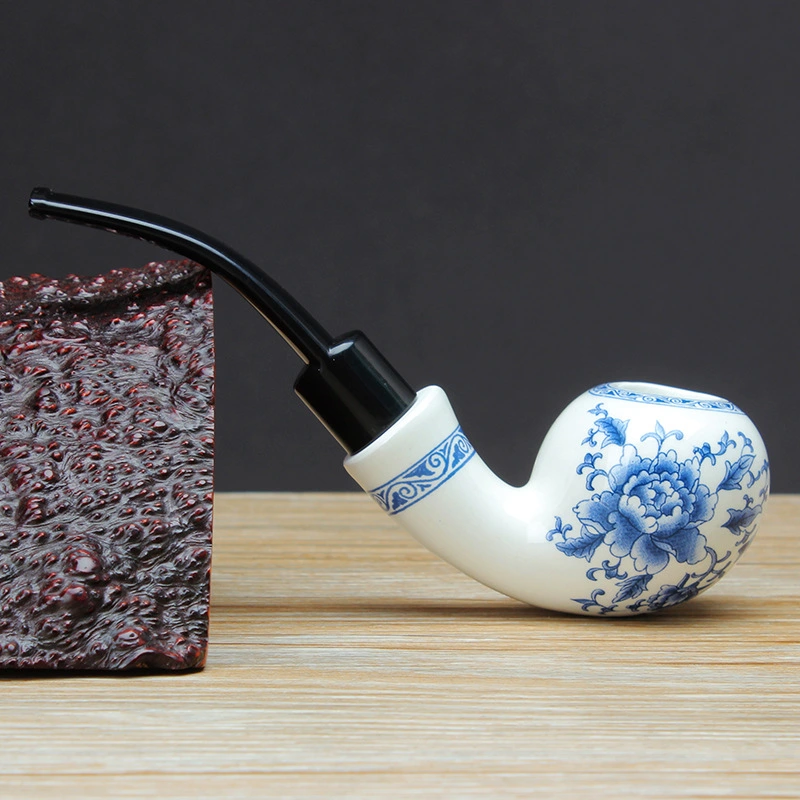 Blue and white porcelain pipe