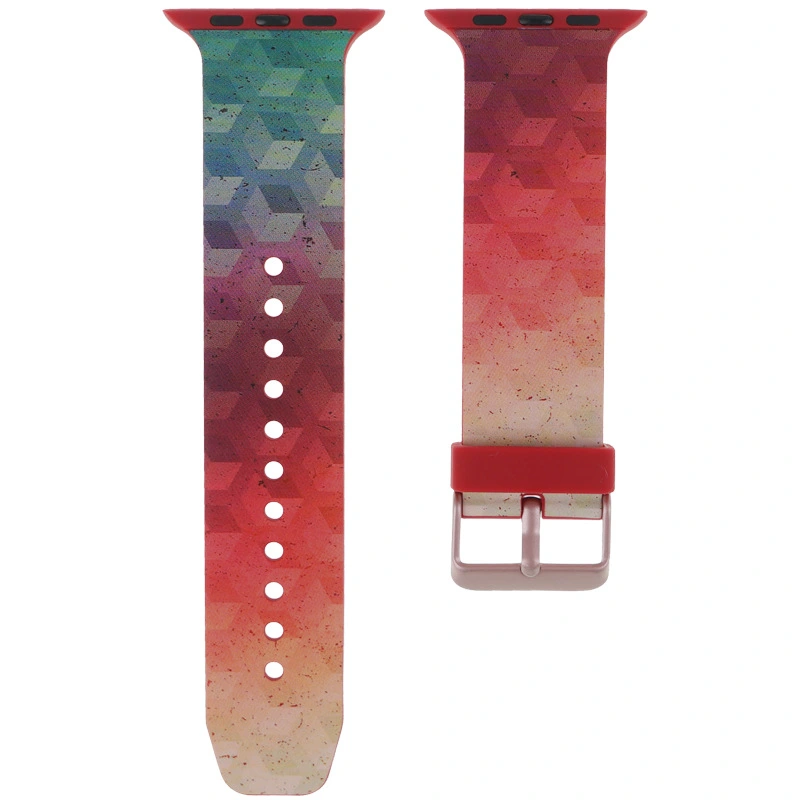 Printed silicone strap watch painted pin buckle