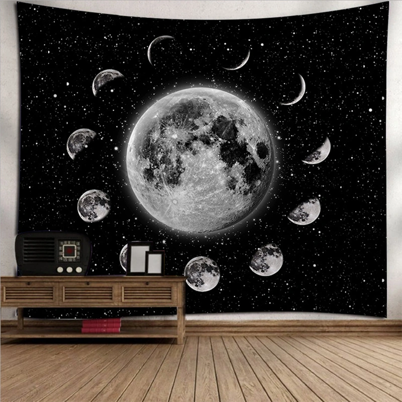 Lunar tapestry dormitory bedroom layout room bedside wall covering wall moon phase background cloth