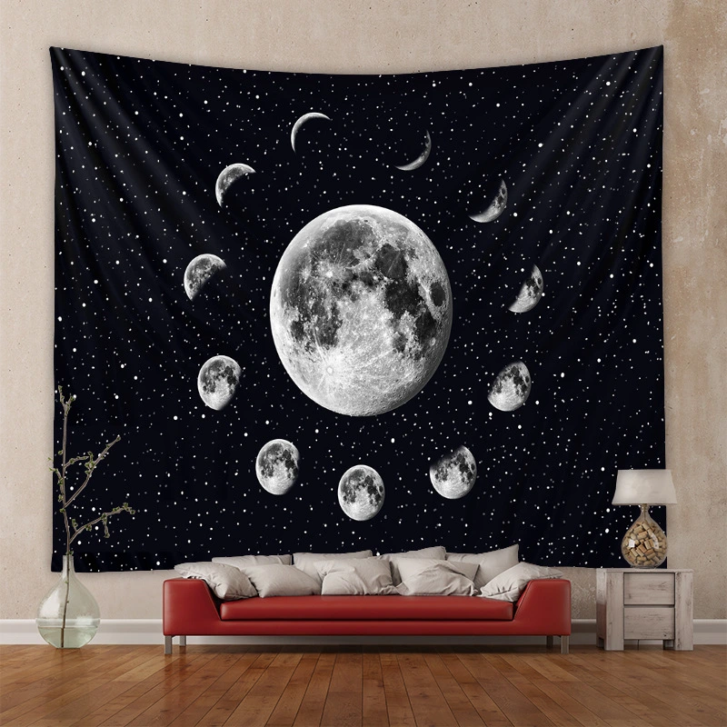 Lunar tapestry dormitory bedroom layout room bedside wall covering wall moon phase background cloth