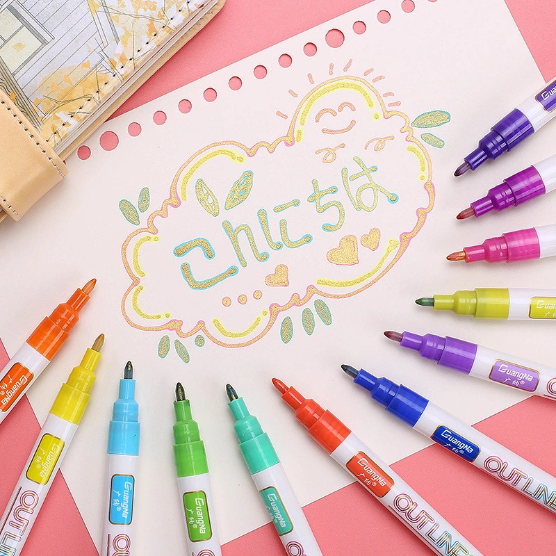 Double line outline pen dream color marker pen