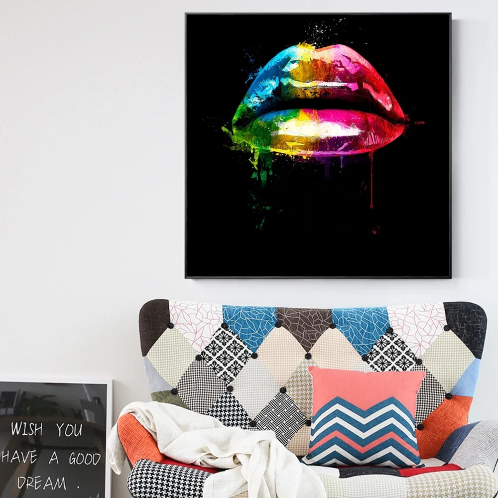 Color Lips Single Inkjet Painting Home Decoration