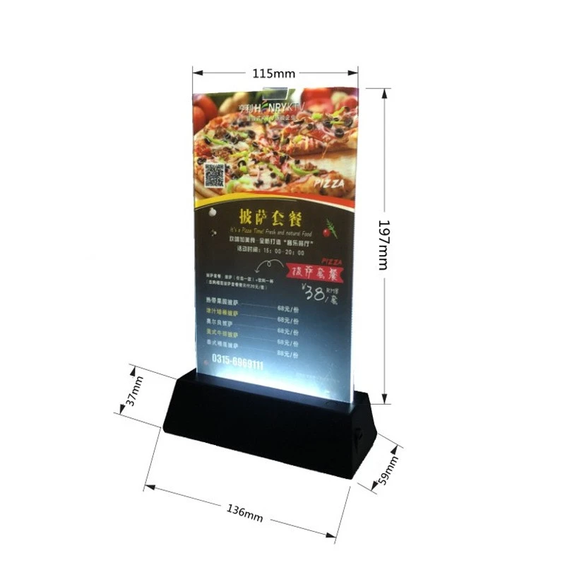 Rechargeable light table card menu card