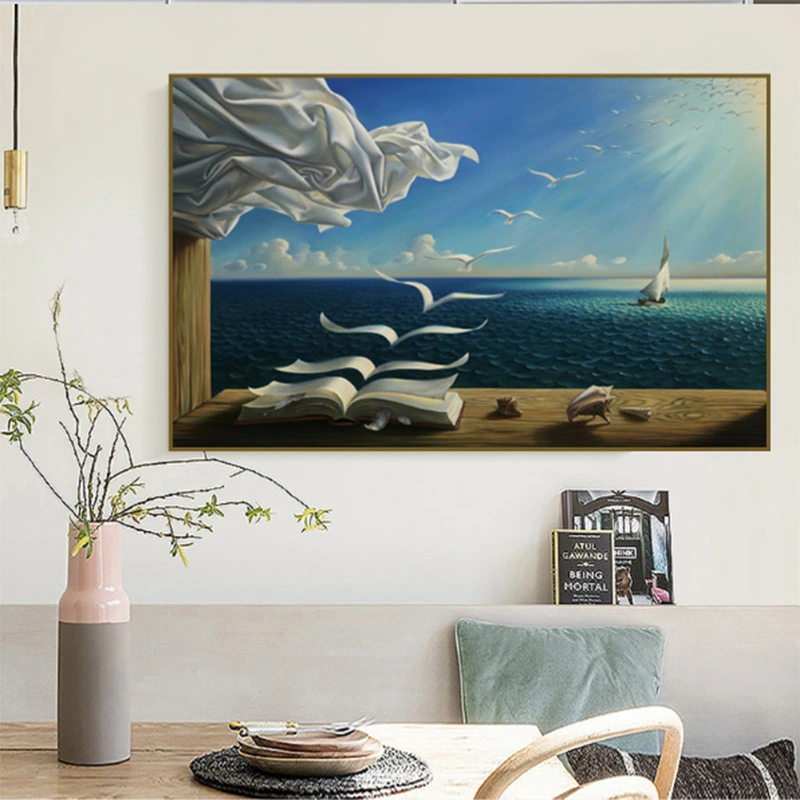 Flying book oil painting