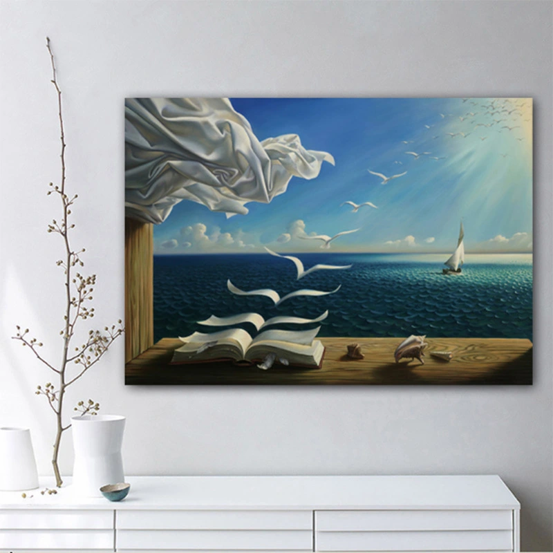 Flying book oil painting