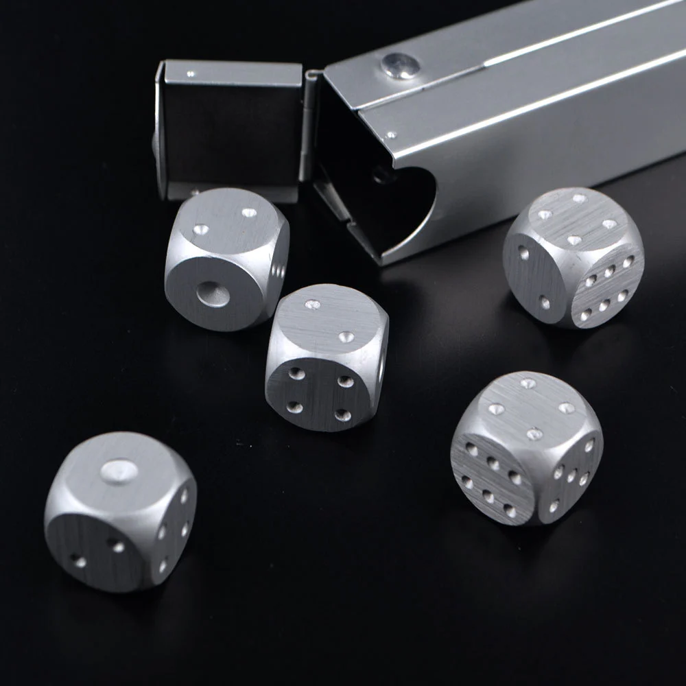 Hot Selling 5 in 1 Aluminum Alloy Silver Drinking Game Dice