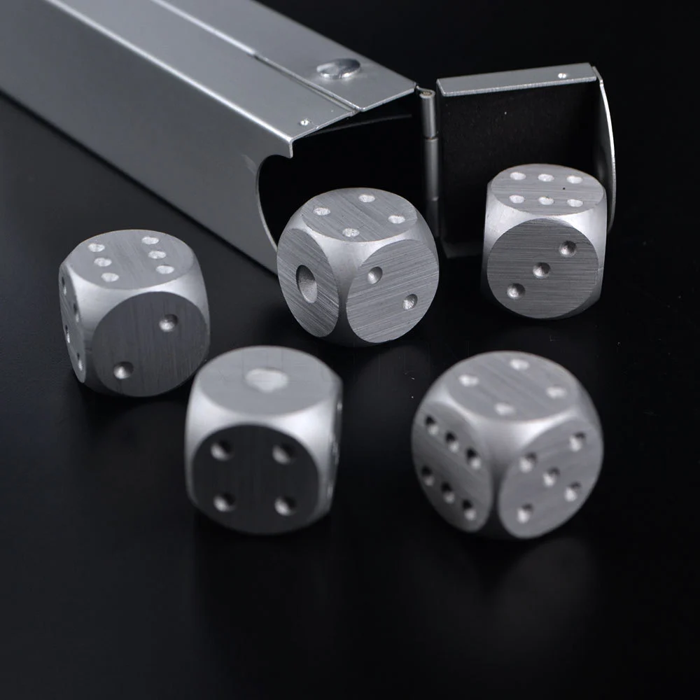 Hot Selling 5 in 1 Aluminum Alloy Silver Drinking Game Dice