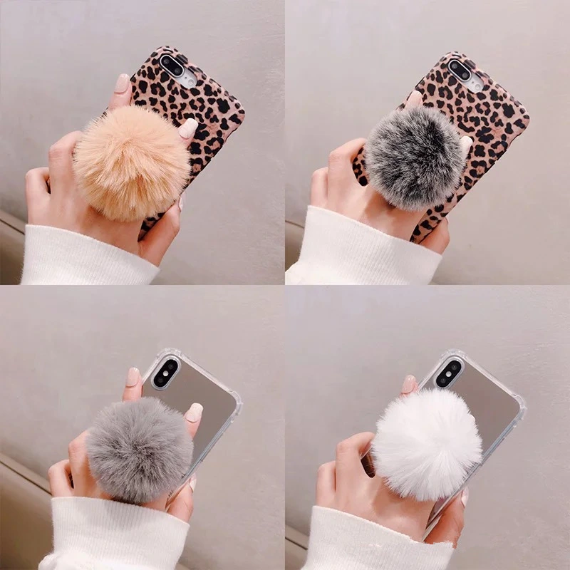 Hair ball mobile phone holder can winder anti-drop personality