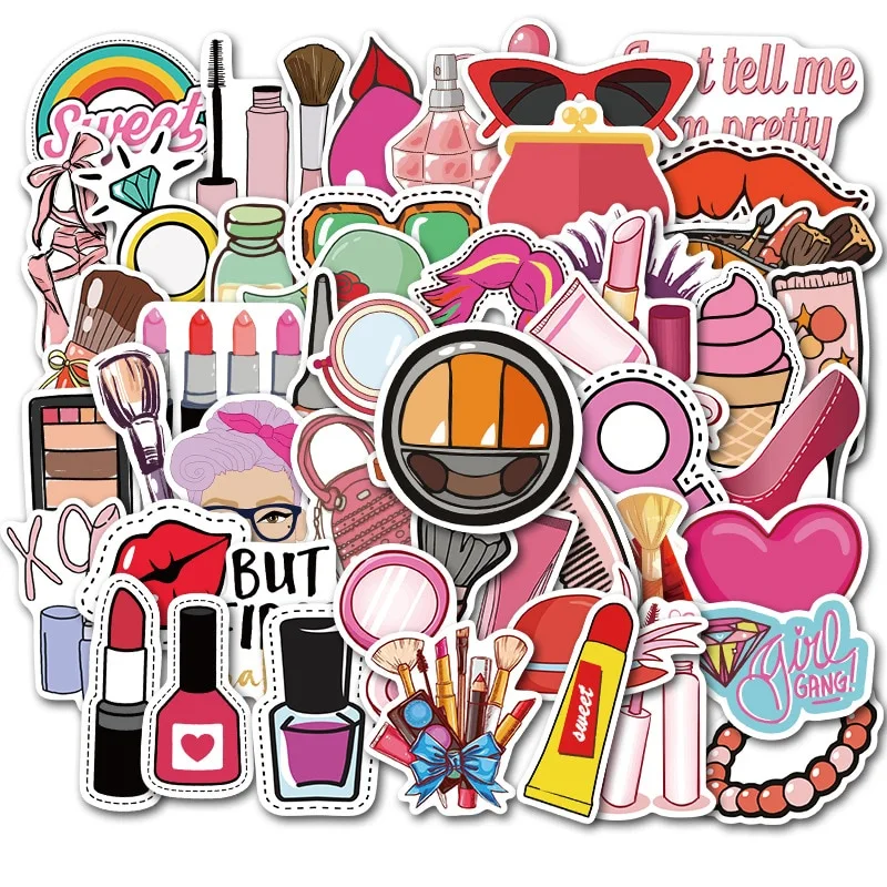 Doodle cosmetic suitcase stickers