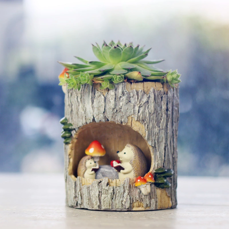 Tree hole story decoration resin flower pot