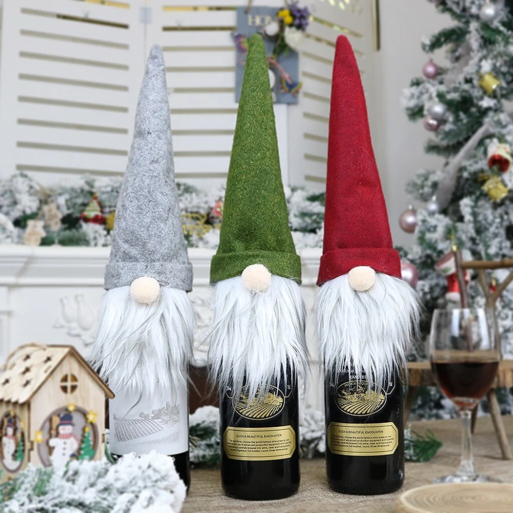 Christmas faceless old man doll wine bottle set