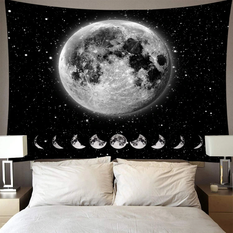 Black starry sky art background cloth bedside sofa hanging cloth moon tapestry