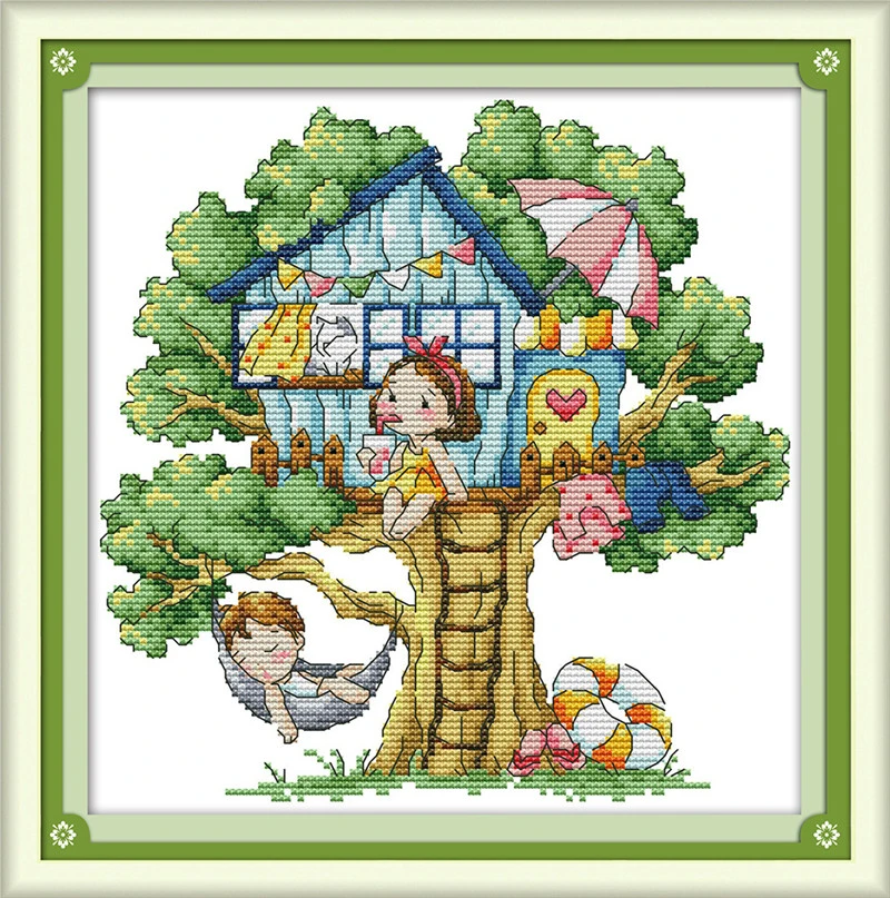 Happiness tree cross stitch