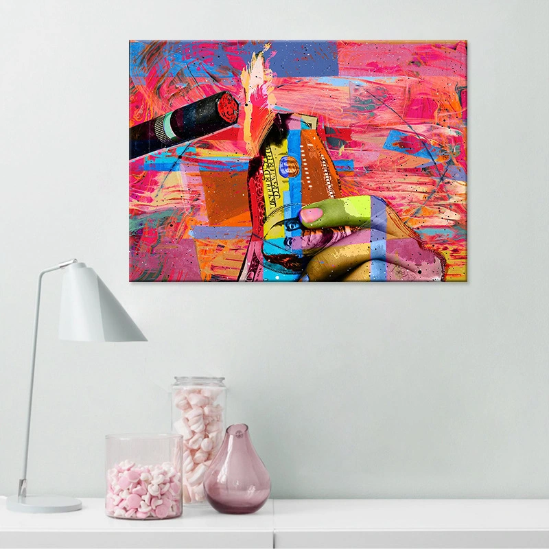 Abstract pink cigarette canvas painting bedroom painting