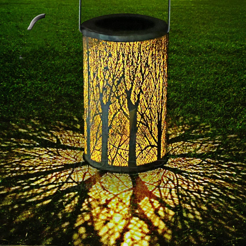 Outdoor solar garden lamp hollow wall hanging leaf projection lamp