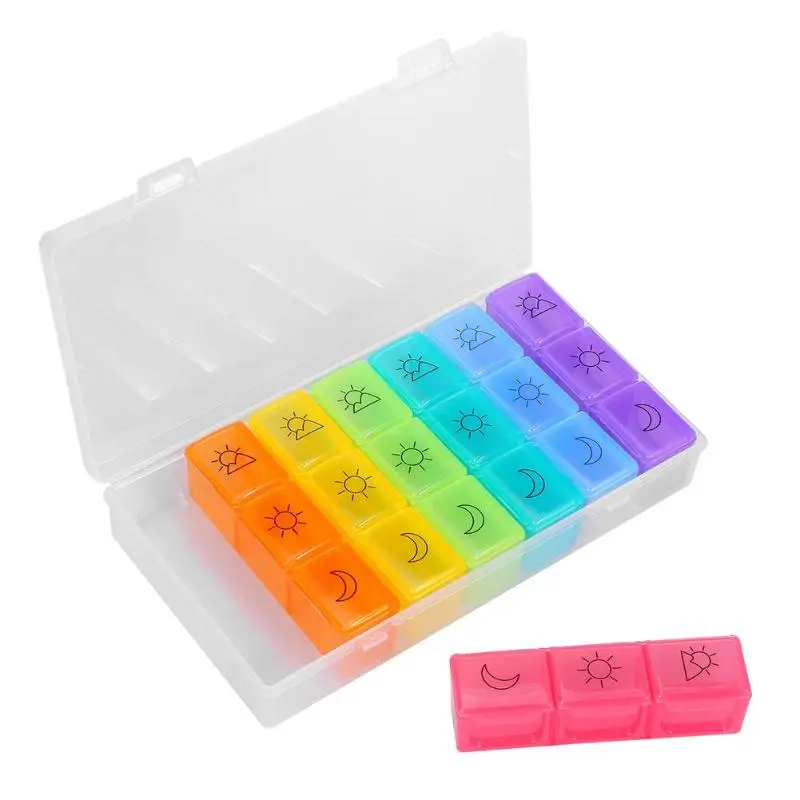 Colored plastic pill box