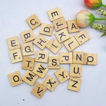 Early childhood education puzzle game with alphabet wood chips