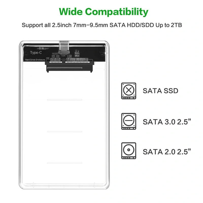 Type-C transparent hard disk case