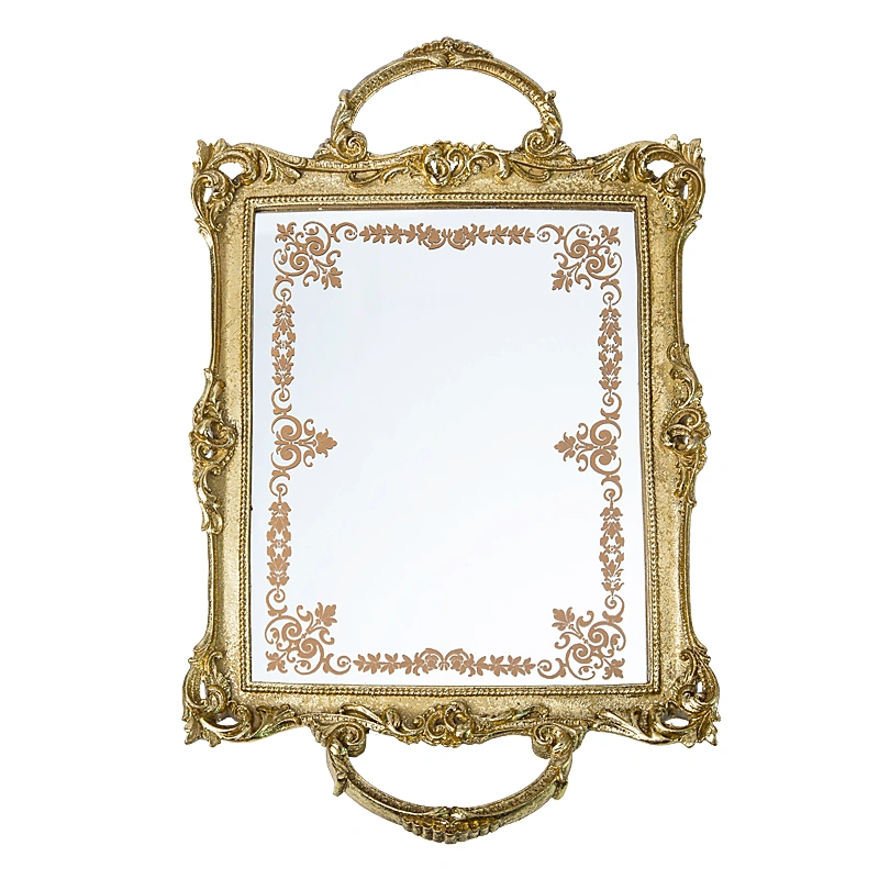 Golden retro European mirror fruit tray