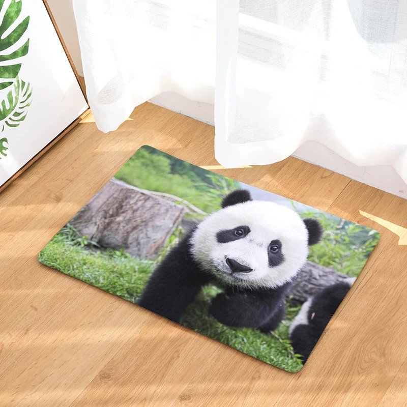 Red panda print absorbent non-slip floor mat