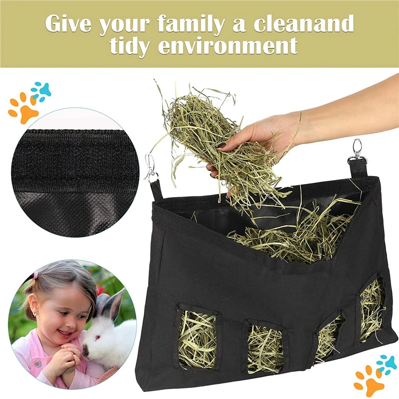 4 Hole Rabbit Hay Storage Bag Rabbit Grass Feeder