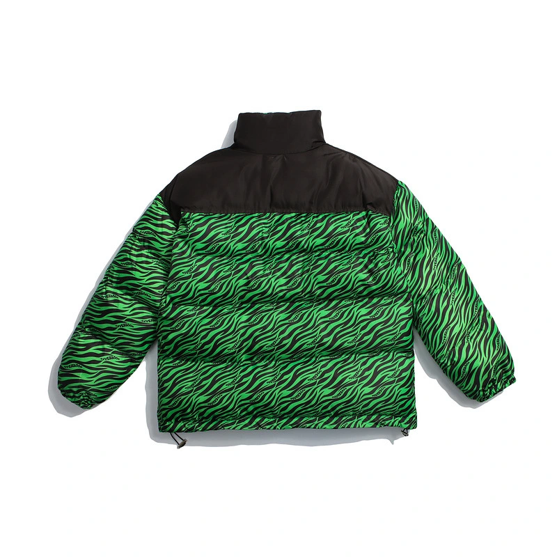 Color Block Pattern High Street Loose Zipper Coat Cotton