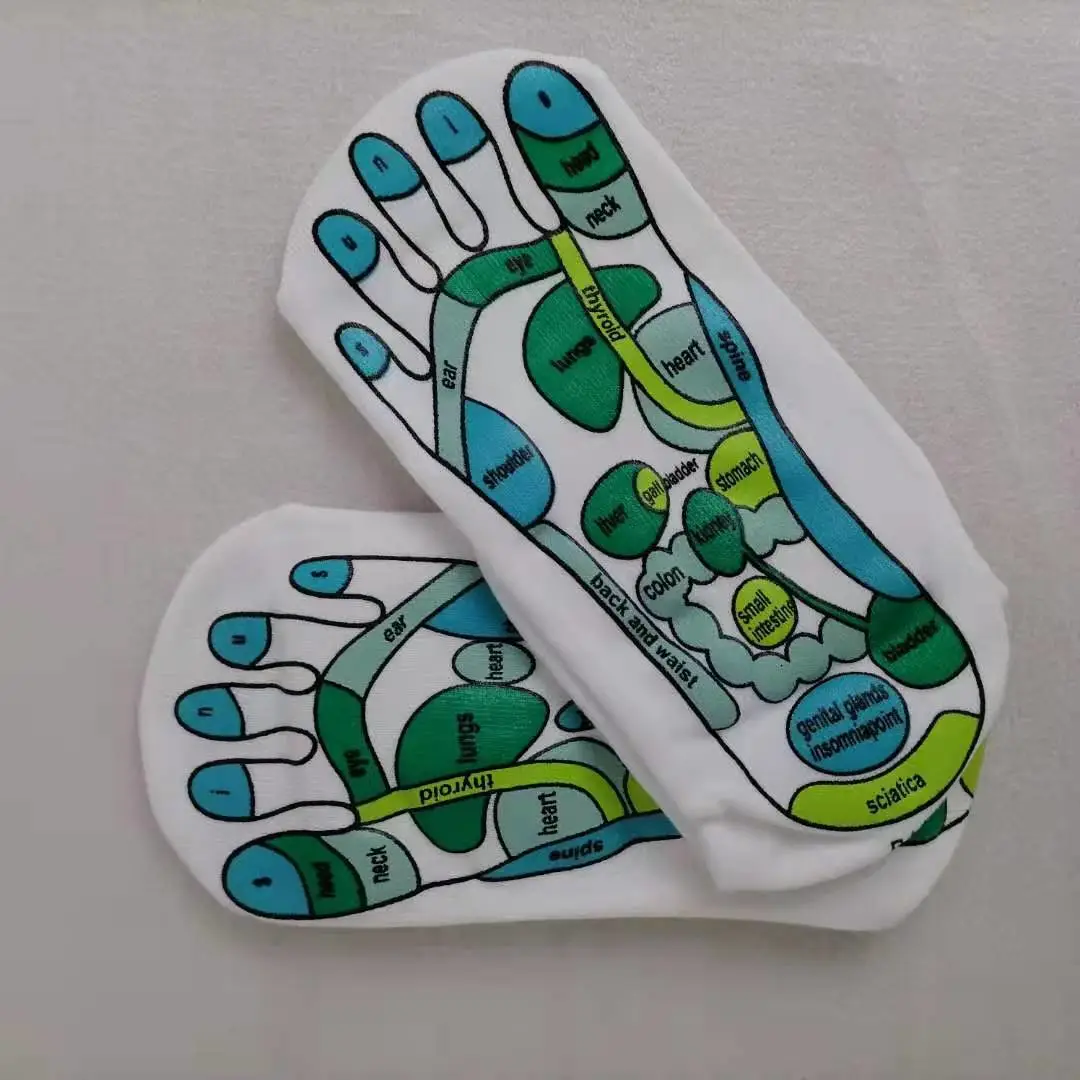 Cross-Border Socks Export All English Graphic Socks Foreign Trade Sole Acupoint Graphic Socks Scraping Board Wholesale