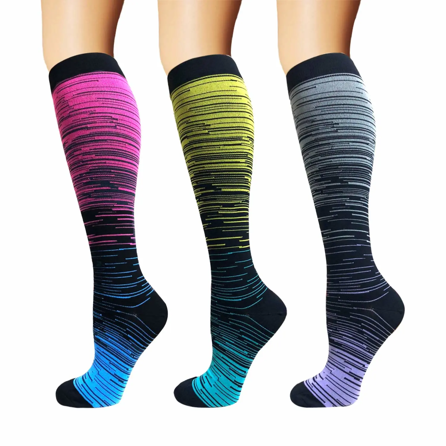 Gradient Mixed Color  Men's And Women's Mid-tube Sports Nylon Socks