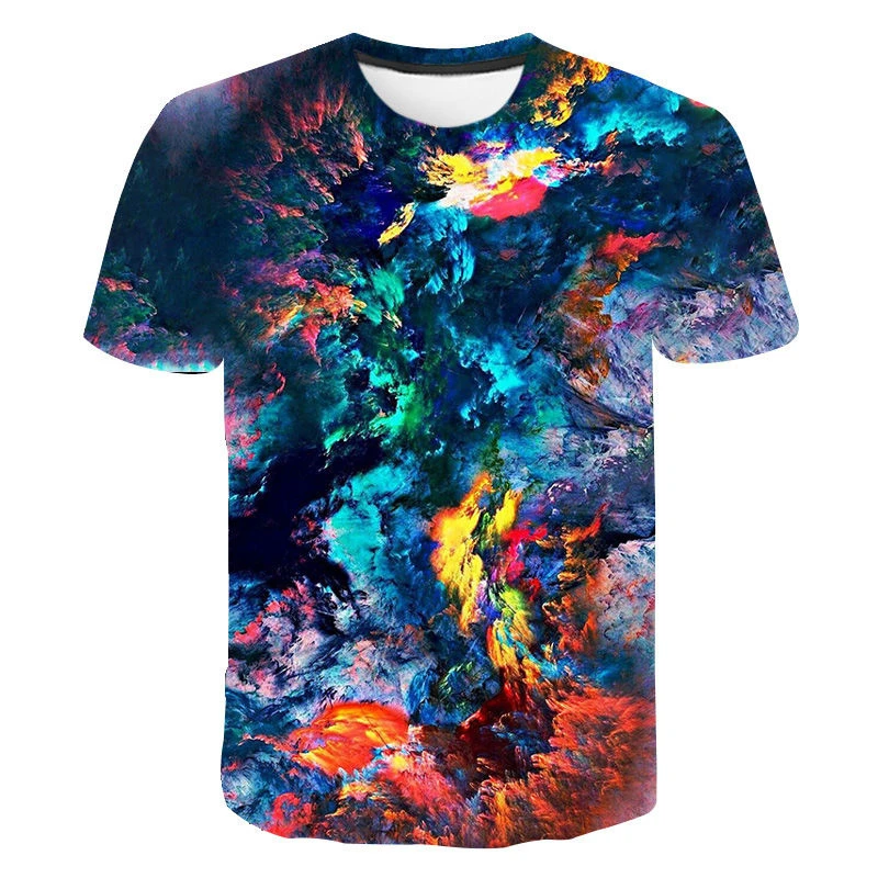 Fashion Summer New Style Color Casual 3D Digital Printing Round Neck Men's And Women's T-Shirt