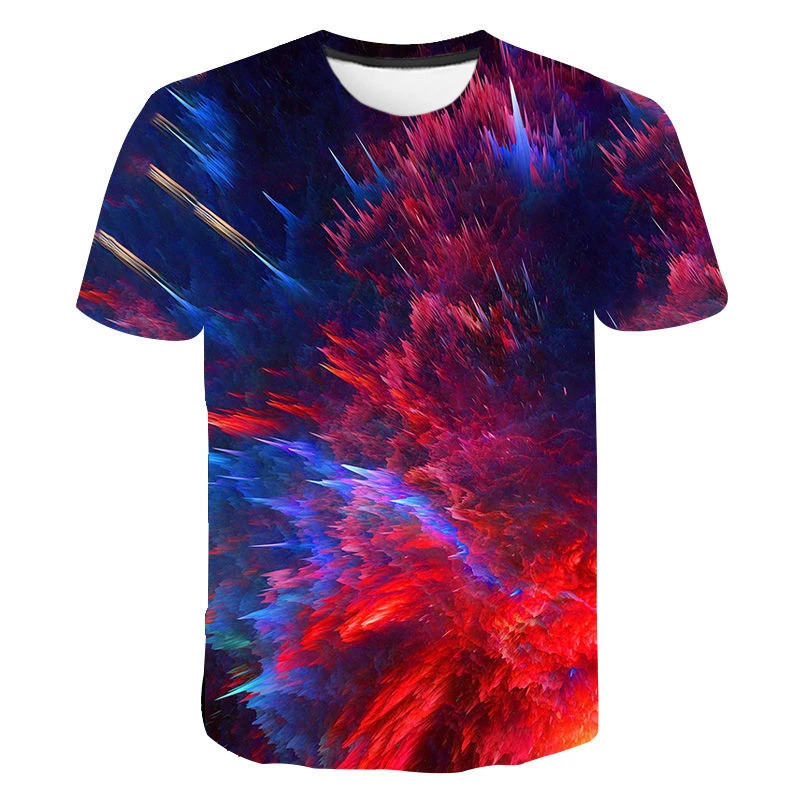 Fashion Summer New Style Color Casual 3D Digital Printing Round Neck Men's And Women's T-Shirt