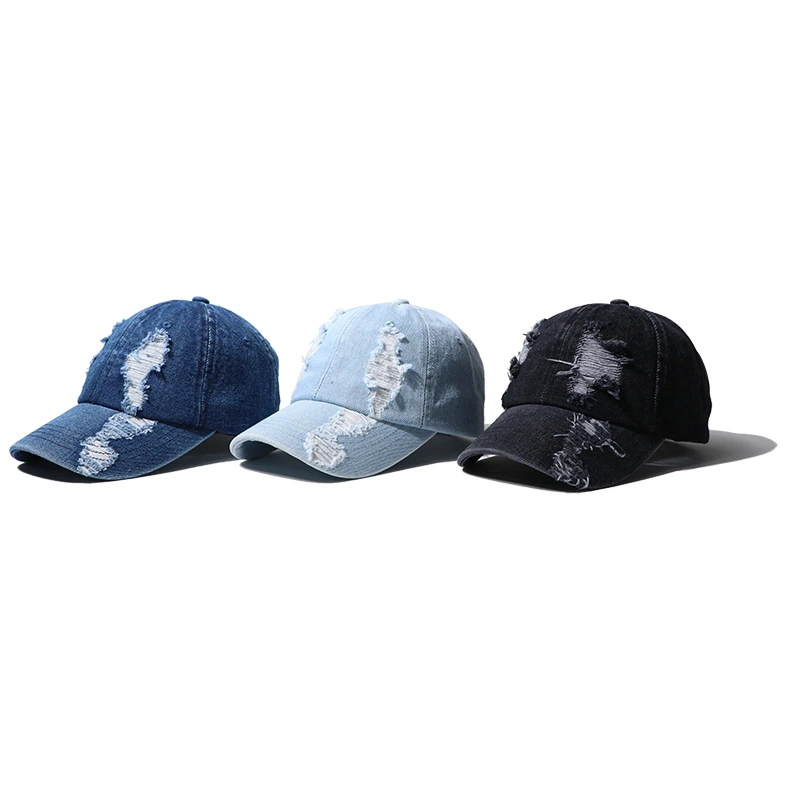 Men's And Women's Hole Denim Casual Duck Tongue Baseball Cap