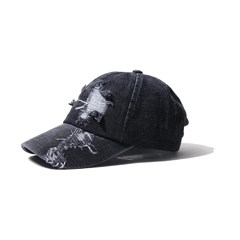 Men's And Women's Hole Denim Casual Duck Tongue Baseball Cap