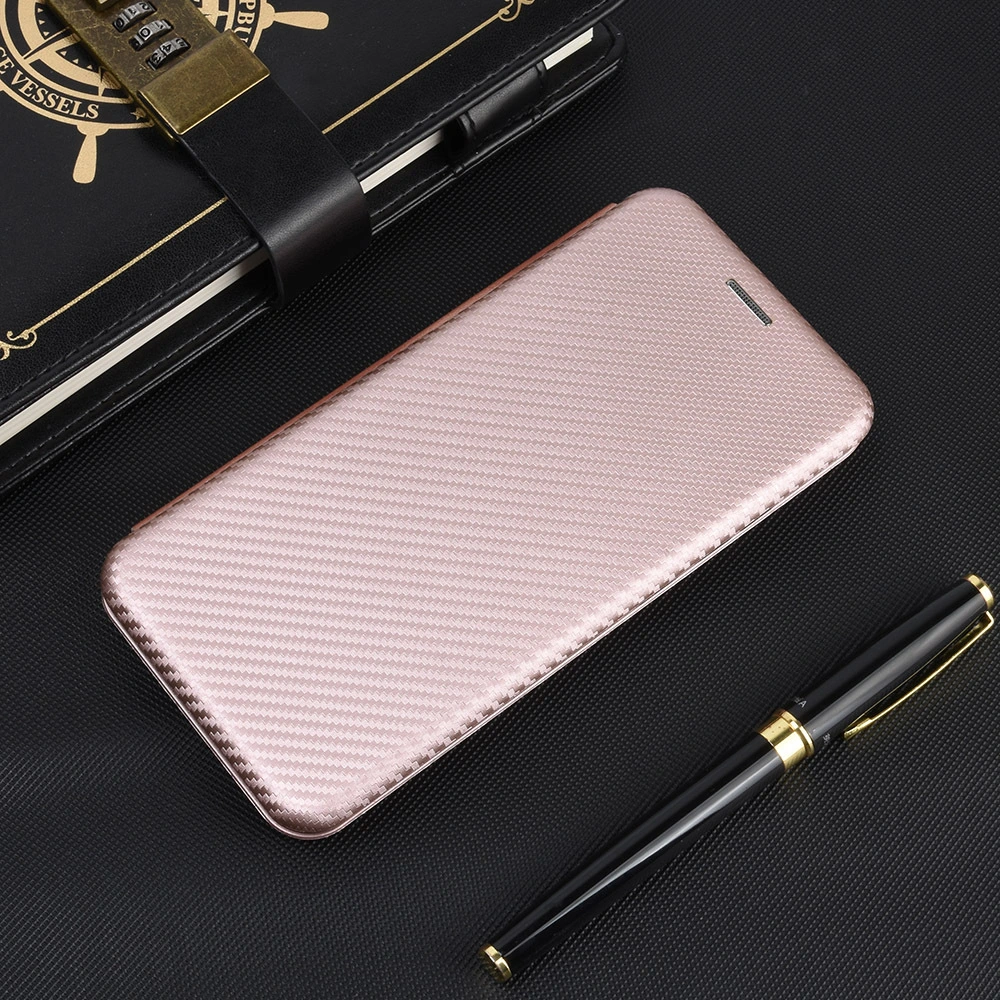 Carbon fiber flip cover self-priming leather case