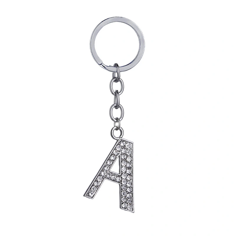 26 English Letter Keychain Creative Zinc Alloy Diamond Key Pendant