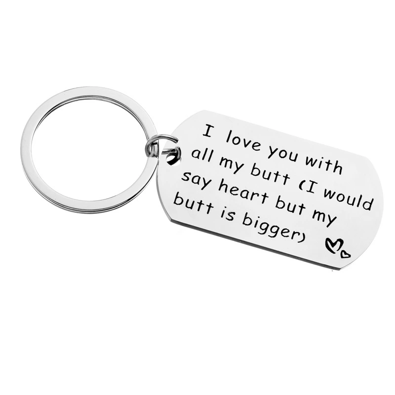 L Love You With All My Butt Stainless Ssteel Couple Lettering Keychain