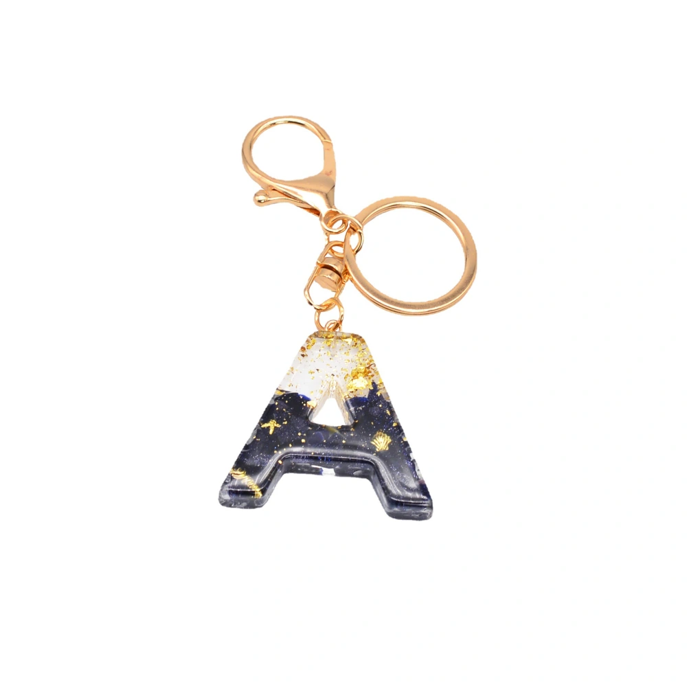 26 Black Stone Alphabet Gold Foil Drop Key Ring