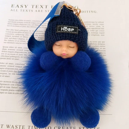 Fox Fur Fur Pendant Sleeping Baby Backpack Fur Pendant Jewelry Key Bag Bag Pendant