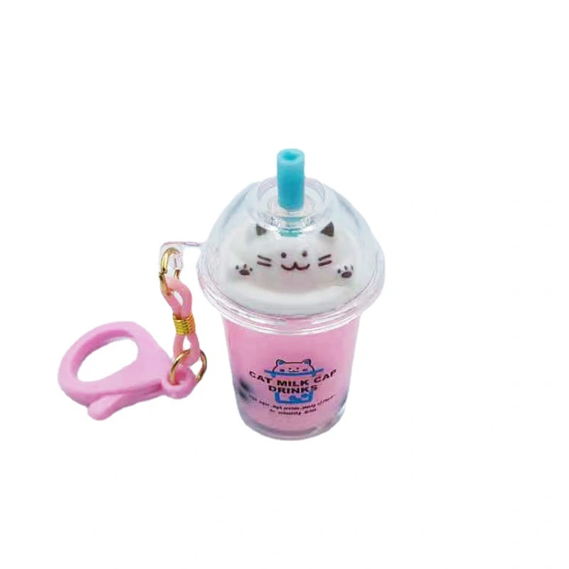 Creative Cute Cat Milk Tea Cup Keychain