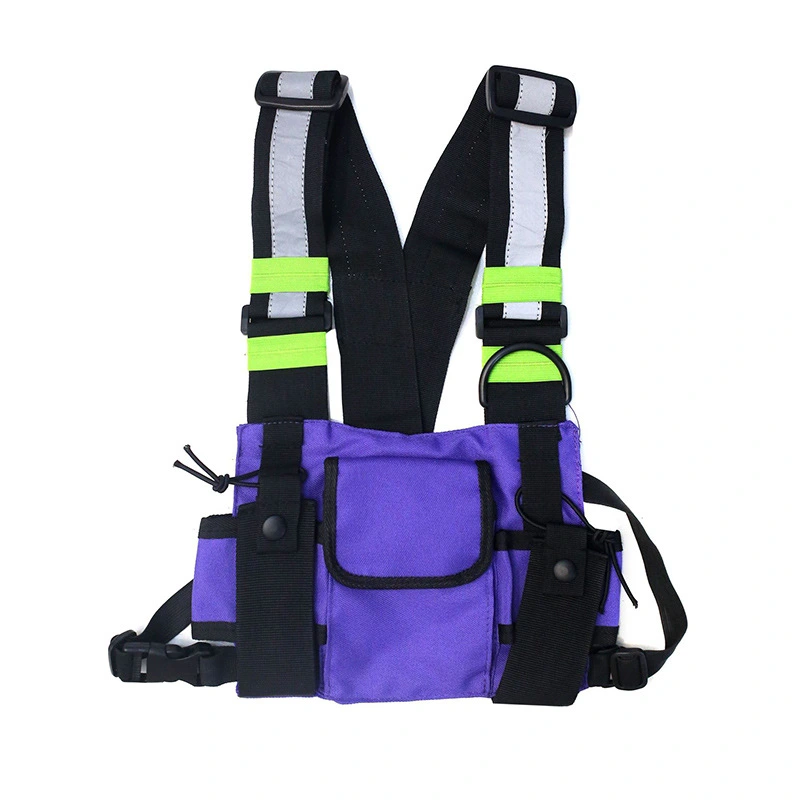 Fashion Multi-Pocket Reflective Vest Chest Bag