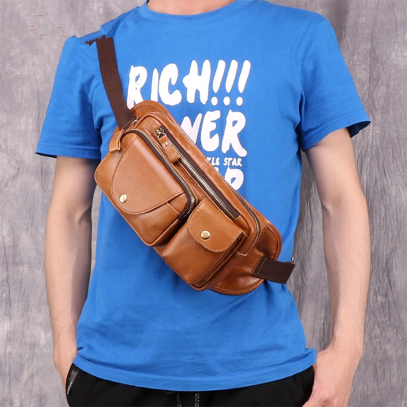 Outdoor Leisure Leather Retro Fashion Multifunctional Waist Chest Bag