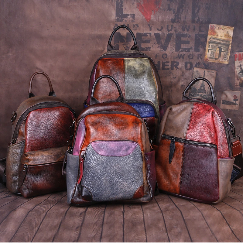 New leather backpack color contrast is hand rubbing bag