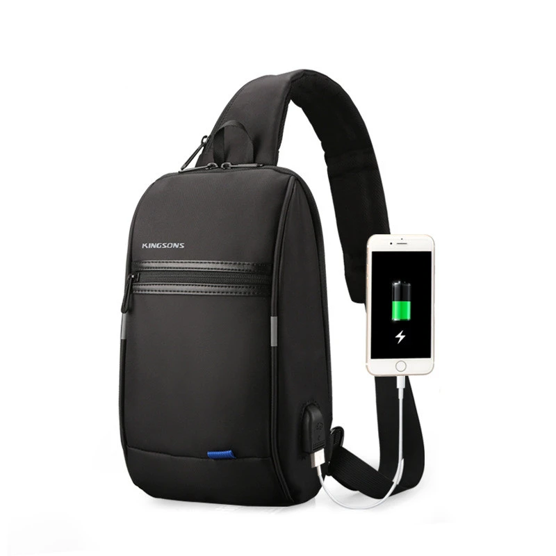 Crossbody chest bag male USB charging chest bag men's small bag