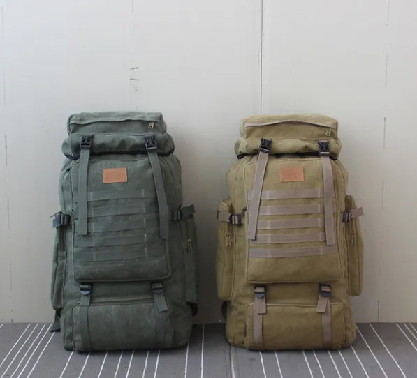 Large-capacity wear-resistant canvas backpack