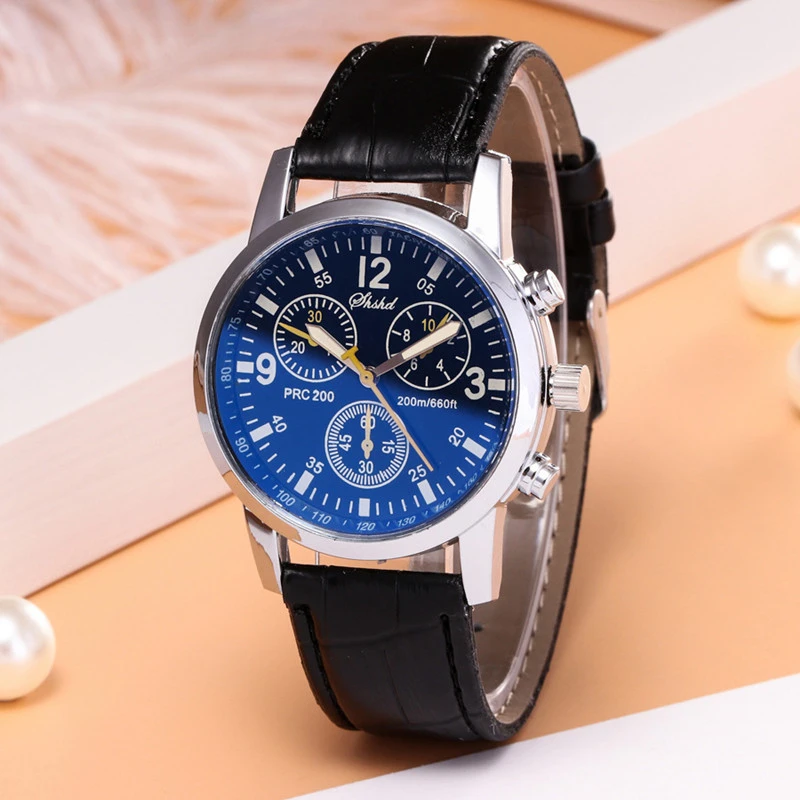 Glass Three-eye Men's Belt Watch Fashion