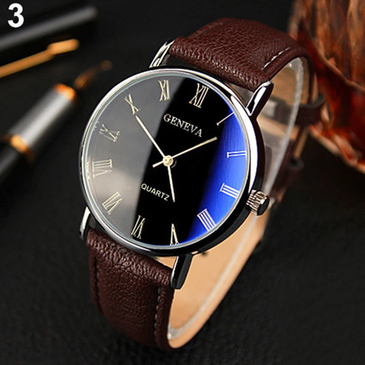 Watch Fashion Blu-ray Roman Literal Business Men's Watch Brand Quartz Watch