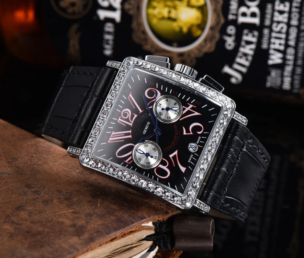 Men's Square 5-pin Quartz Flange Watch