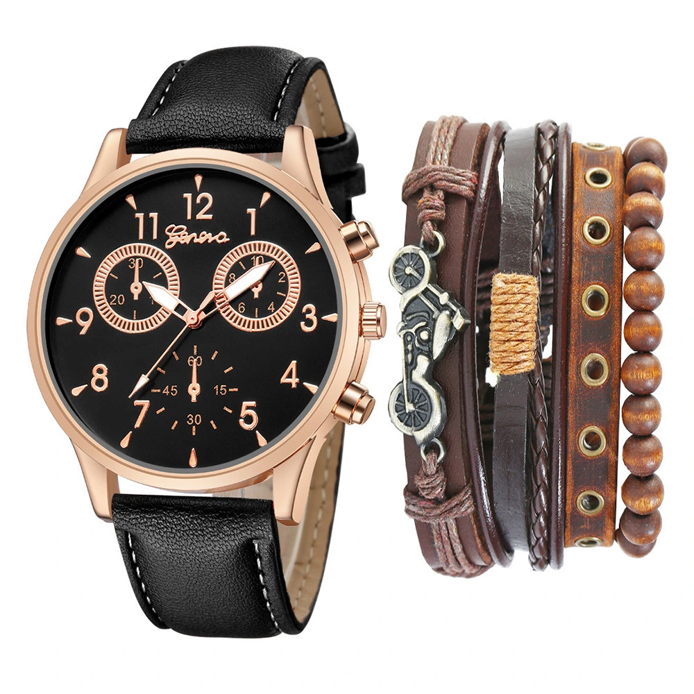 Watch Set Two-eye Belt Quartz Watch Bicycle Punk Bracelet