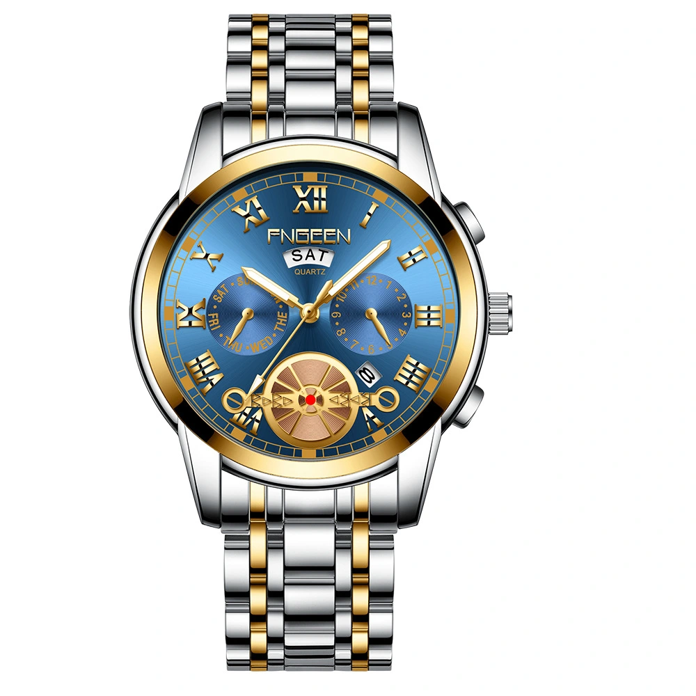 Fashion Tourbillon Watch Quartz Steel Band Multifunction