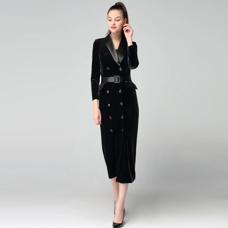 Autumn And Winter Hot Style High-end Velvet Windbreaker Women's Mid-length Style